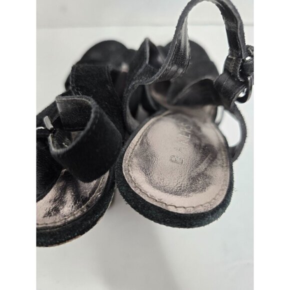 Black and Gray Python Snakeskin Faux Suede Wedge Platform Sandal 7 - Picture 11 of 15